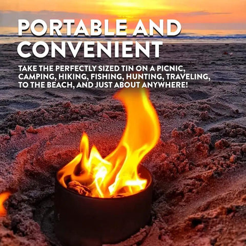 Portable Mini Tabletop Fire Pit 2 Pack No Wood No Embers in beach setting at sunset