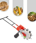 Manual Seed Planter With 10 Nozzles Roller Seeding System, red and white garden seeder, suitable for corn, soybean, peanut crops