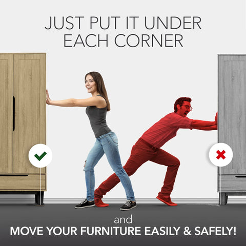 Woman using Heavy Duty Felt Furniture Sliders For Hardwood Floors 16 Piece Set Protect Floors And Move Heavy Furniture Easily On Hard Surfaces