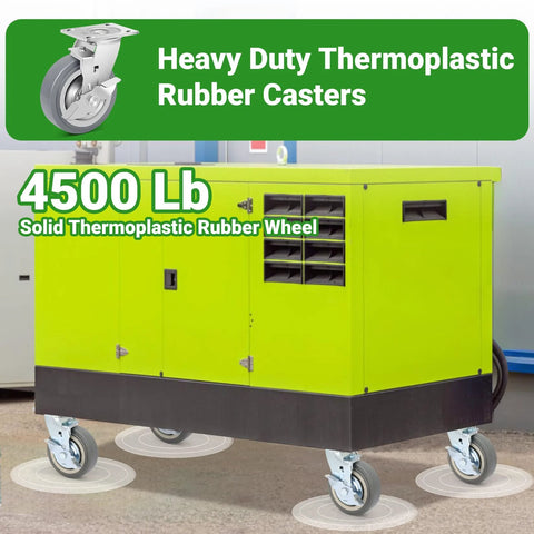 6 Inch Heavy Duty Caster Wheels Industrial Grade Thermoplastic Rubber With Brake 4500 Lbs Capacity installed on cart