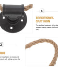 Close-up of Vintage Rope Cabinet Pulls Black Iron Rustic Drawer Handles showing black iron finish and durable twine rope