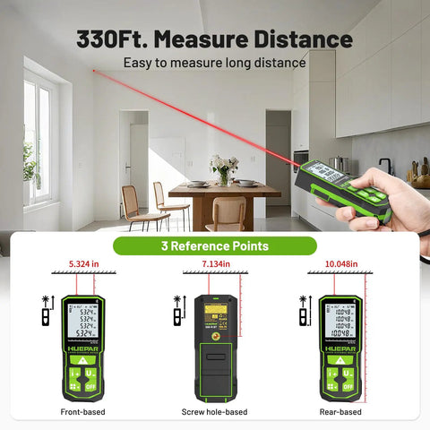 330 Ft Bluetooth Laser Distance Meter With App, Pro Grade One Sixteenth Inch Accuracy, Rechargeable, Angle Sensor, Multiple Modes, IP54, For Home And Construction Projects, The Ultimate DIY Boss Dad Gift used in kitchen for long-distance measuring