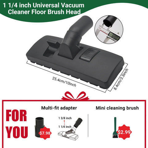 One And One Quarter Inch Vacuum Floor Brush With Two In One Head For Hard Floors And Carpets, Includes 35mm Adapter And Mini Clean Brush.