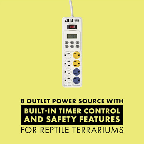 Reptile Habitat Lighting And Terrarium Power Center With Digital 24 Seven Timer Eight Outlets Four Day Night Alternating Power