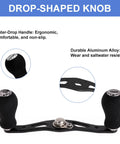 Rock Solid Aluminum Ambidextrous Power Crank Handle Replacement Kit With EVA Double Knob Grips, ergonomic design details 