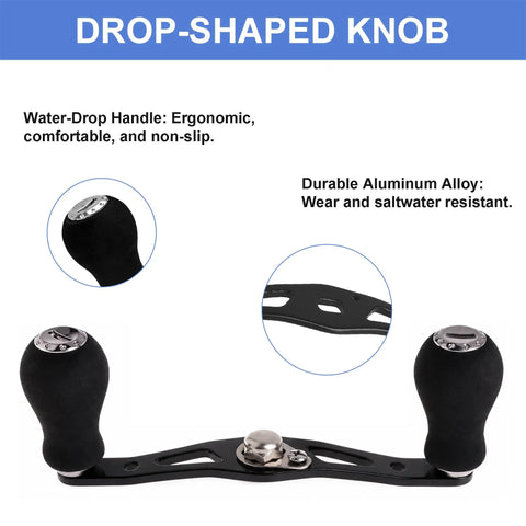 Rock Solid Aluminum Ambidextrous Power Crank Handle Replacement Kit With EVA Double Knob Grips, ergonomic design details 