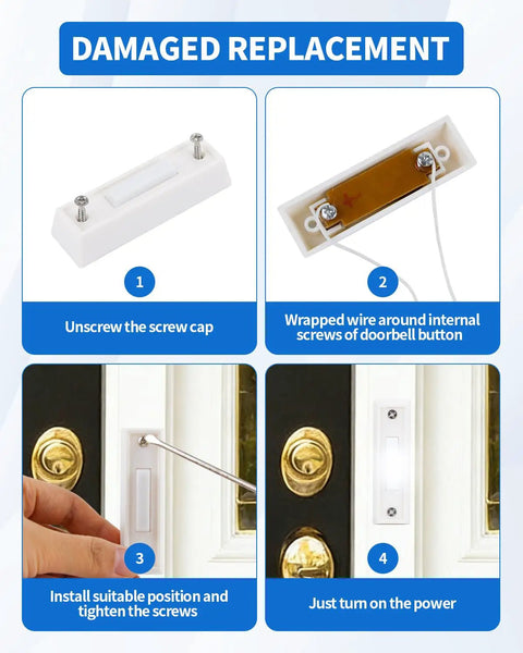 Installation steps for Lit LED Doorbell Button Push Button, Wired Replacement with Wall Mount, Durable Copper Interior.