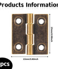 Mini Brass Hinges For Wood Boxes Four Pack Antique Bronze 1 Inch Folding Jewelry Box Hinges with size dimensions.