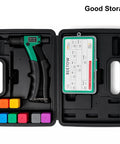 Grab This Badass 8-Inch Rivet Nut Gun Kit For Quick Repairs! Comes With Nine Mandrels And One Hundred Nuts For Metal Or Drywall Jobs. Perfect Stroke Control Makes Fastening Easy Plus Hard Case Keeps Gear Safe On Job Sites. open case with 8-inch rivet nut gun and mandrels