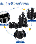 Heavy Duty Carbon Steel M1.4 Self Tapping Wood Screws Pan Head Cross Recessed Assortment Kit 500 Pc showing features like carbon steel, sharp points, and cross heads.