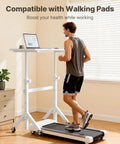 Sit Stand Mobile Desk With Wheels Adjustable Height From 28.3 To 46.5 Inches Rolling Standing Desk With Lockable Wheels Portable