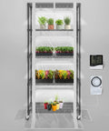 Front view of Indoor Grow Cabinet With Five Tier Shelves And Eight Full Spectrum Grow Lights 6000K Thick PVC Cover Mesh Ventilation