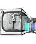 3D Printer Enclosure For A1 Mini With LED Light And Dustproof, heat retaining design; side view with filament reels visible