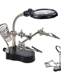 3.5X12X Helping Hands Soldering Station With LED Light and Alligator Clips, magnifier stand for PCB repair and crafts