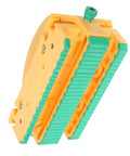 Kickback Buster 3D Push Block With Gravity Heel Kit For Table Saws angled view with green gripping pads and yellow base.