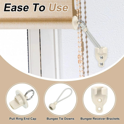 12 Pack 4 Inch Bungee Tie Downs For Exterior Roller Shades And Sun Shades, Weatherproof Elastic Tie Down Straps, Beige