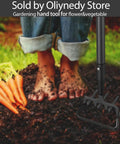 Stirrup Hoe And Cultivator Garden Tool Heavy Duty With 4 Tine Weeder And Long Adjustable Handle From 32 To 62 Inches in garden bed