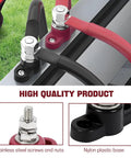 Close-up of Heavy Duty Double Post Battery Junction Block Featuring Single Stud 12 Volt Power Distribution Bus Bar with stainless steel and nylon materials