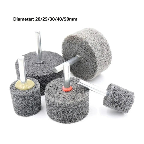 Solid 2-Piece Nylon Abrasive Polishing Wheels For Drills And Grinders With 6mm Shank, 20-50mm in diameter, ideal for polishing and cleaning.