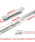 Heavy Duty Soft Close Drawer Slides With Full Extension For 40Kg Load, 50Cm Length, measurement details visible