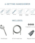 Diagram of Engage Magnetix Six Function Detachable Handheld Showerhead With Magnetic Docking System, Spot Resistant Brushed Nickel Finish