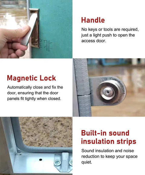 Oversized Drywall Access Panel Flush Mount Paintable Metal Ceiling Hatch hidden door handle, magnetic lock, sound insulation, 28x48 inches.