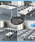 Built Tough Folding Computer Desk With Easy Rollin Locking Casters set up in various room layouts, showcasing its versatile use.