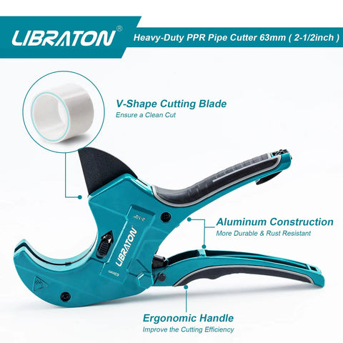 Heavy Duty PVC Pipe Cutter Two And One Half Inch Opening With Improved SK5 Blade for PVC PEX and plastic pipes