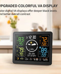 All In One Weather Station With Wireless Indoor Outdoor Thermometer And Three Remote Sensors 7.5 Inch VA Display on a table
