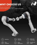 Front Outer Tie Rod End Replacement For BMW 2 Series 3 Series 4 Series And Hybrid Models 2012-2021 To Fix Uneven Tire Wear And Beef Up Steering Feel For Better Road Confidence. two silver steel tie rod ends with boots