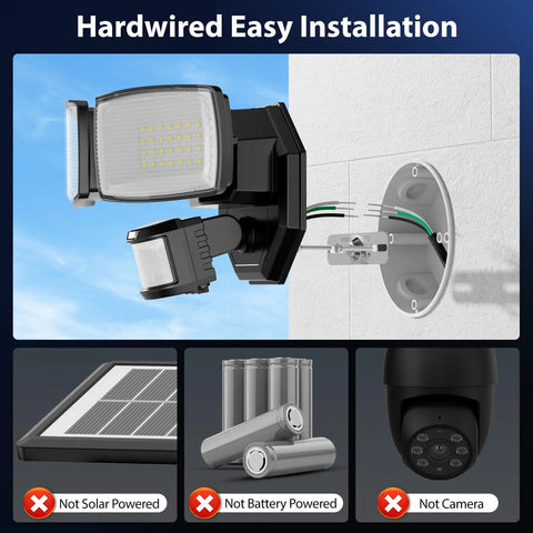 Solid Setup Dual Head Motion Sensor Outdoor Security Light Pumping Out Hella Bright 3200 Lumens With Crisp 6500K Glow, Hardwired Flood Lamp Offering Smooth Motion Tracking And Knockout Weather Shield For Yard Or Garage, Black