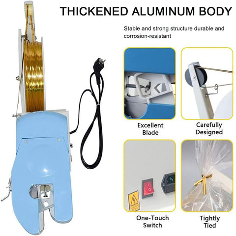 Heavy Duty Automatic Vacuum Sealer Machine For Food Storage And Heat Sealing With Quick Twist Lock Feature is a blue aluminum body sealer.