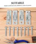 Heavy Duty Gate Hinges 4 Piece Galvanized Iron Barn Door Hardware Weather Resistant showing four hinges and screws on wood.
