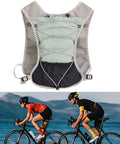 Hydration Vest With Reflective 5L Waterproof Water Backpack, Lightweight Quick-Dry Breathable shown worn by cyclists