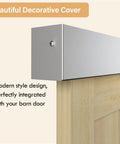 Close-up of aluminum box rail for 6Ft Sliding Barn Door Hardware Kit With Low Clearance Aluminum Box Rail For Wooden Interior Doors.