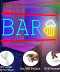 Neon Bar Sign Beer LED Light For Wall Decor USB Powered Acrylic Bar Sign With Blue And Yellow Beer Light Vibe displayed