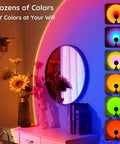 Multicolor Sunset Lamp Projector LED Night Light with 180 Degree Rotation casting rainbow effects on interior wall.