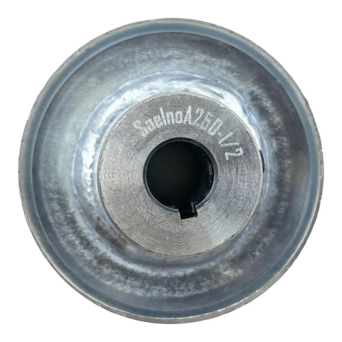 Single Groove V Belt Pulley Two Point Five Inch OD One Half Inch Bore Motor Pulley Built Tough Carbon Steel Zinc Plated For A Three L Four L V Belts 1020 Steel Construction Standard Keyseat One Eighth By One Sixteenth Includes Two Screws And Wrench
