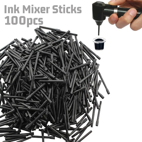 Electric Ink Mixer Kit For Pigments And Eyebrow Colors, 100 black mixer sticks for tattoo ink blending