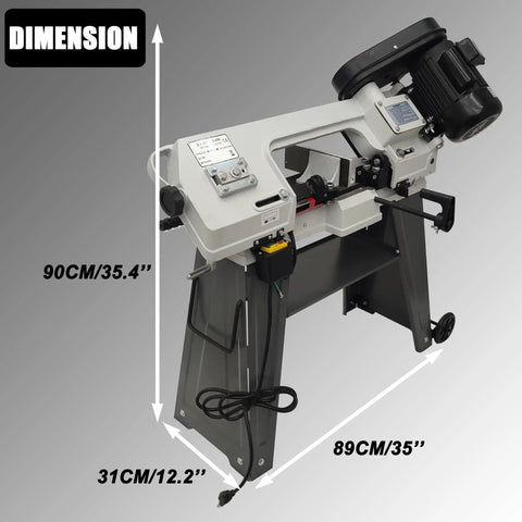 Heavy Duty Benchtop Horizontal Vertical Bandsaw, 110V 1/2HP Metal Cutting Saw with dimensions of 90CM height and 89CM width.