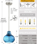 Two Pack Kitchen Island Pendant Lights With Hand Blown Brownish Blue Seeded Glass Shades Brushed Nickel Finish Over Sink Dimmable