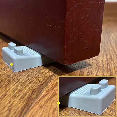 Slim Door Stopper Wedge For Bottom Of Door Non Scratch Rubber Holder Protecting Floor, Installed Under Wooden Door, Gray