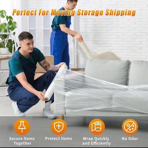 People using Beefy Heavy Duty Stretch Wrap 15 Inch By 1000 Feet 2 Pack Pallet Wrap For Moving Shipping Storage And Furniture With Handles