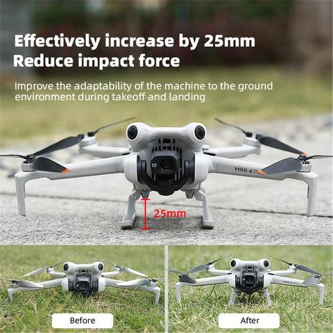 Mini 4 Pro Foldable Sled Landing Gear Extension Kit For DJI Mini 4 Pro Drone With Tripod Feet Quick Release Lightweight 16g