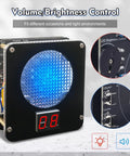 DIY Light Sensitive Shooting Target Kit with digital hit counter and LED display for soldering practice, front view.