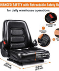 Universal Heavy Duty Operator Seat Skid Steer Tractor Backhoe Excavator with adjustable backrest and safety belt.