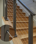 Heavy Duty Black Rubber Cable Railing Grommets For Metal Posts 60 Pack Protective Sleeves installed on stair railing