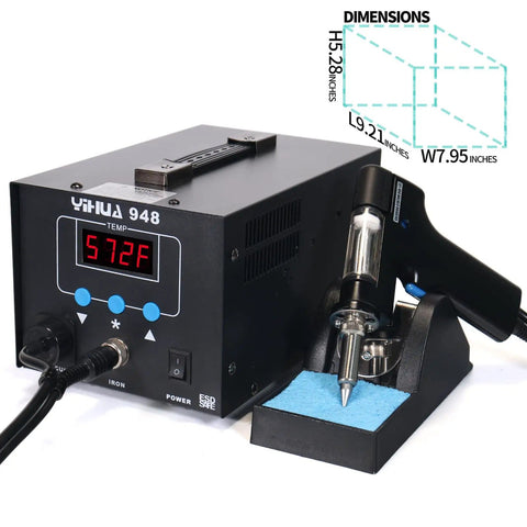 Efficient Desoldering Station With 80W Power, Auto Shutoff, And Precise Temperature Control From 716F To 896F, red display showing 572F.