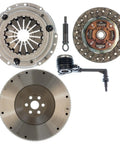 Upgrade Your Ride Transmission Clutch And Flywheel Kit For 2007-2016 Nissan Juke Versa 1.6L components showing flywheel, clutch, and hydraulic slave cylinder.