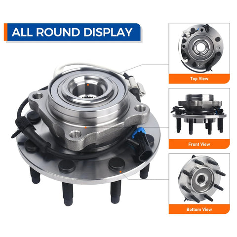 Beefed Up Front Wheel Hub Bearing Assembly 515086 Fits 2001 To 2007 Chevy Avalanche Silverado GMC Sierra shown in all views